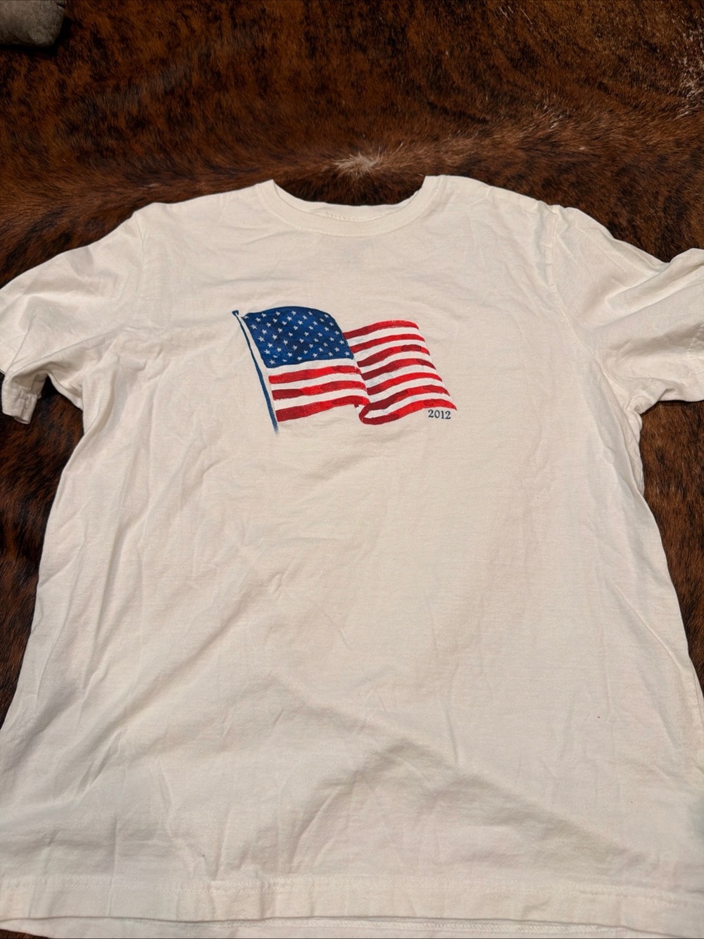 2012 faded glory american flag navy White t-shirt  size L  American USA Classic